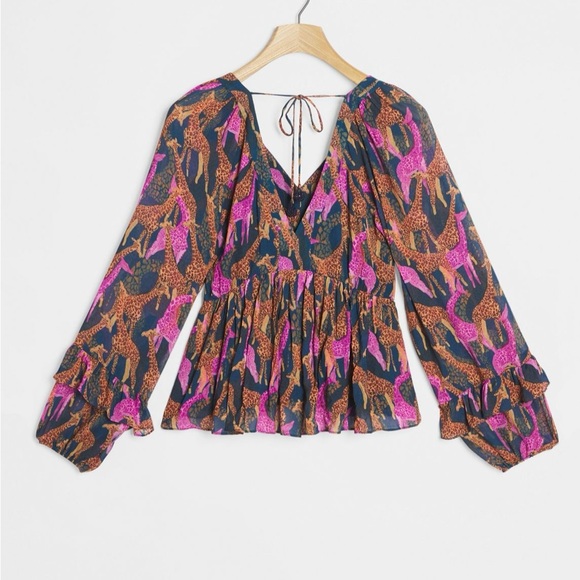 Farm Rio Jirafas Ruffled Blouse. - Picture 3 of 8